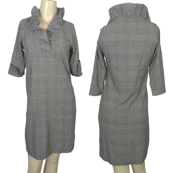Gretchen Scott Dress black white size 0 / 2 Shrimp Wall Street Ruff Neck - Picture 1 of 16